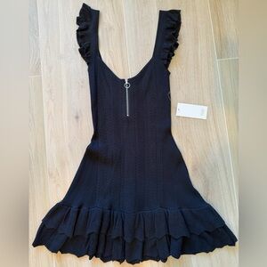 Tobi Black Ruffled Knit Dress